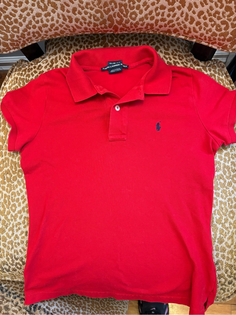Ralph Lauren Red Polo with Navy Pony Embroidery